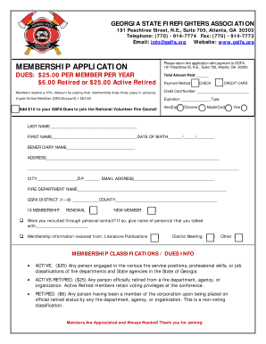 Georgia Firefighters Association Membership Application