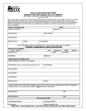 Search Link URL Request Form for Agents