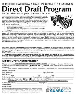 Berkshire Hathaway Direct Draft Authorization Form