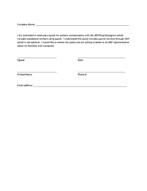 Workers Compensation Quote Request Form