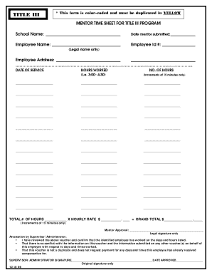 Title III Mentor Time Sheet