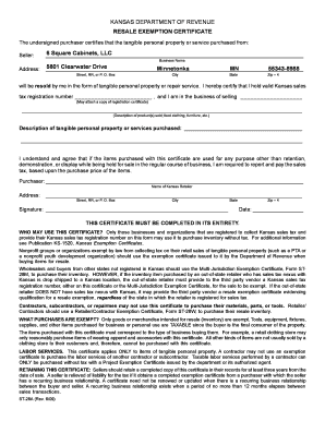 Kansas Resale Exemption Certificate
