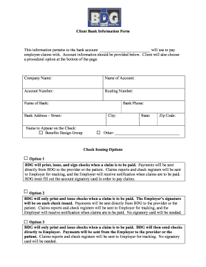 Client Bank Information Form
