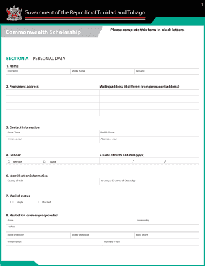 commonwealth scholarship form