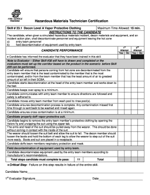 Hazardous Materials Technician Certification Form