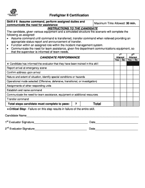Firefighter II Certification Skill 6 Form