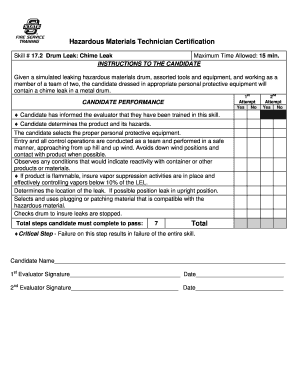 Hazardous Materials Technician Certification Form