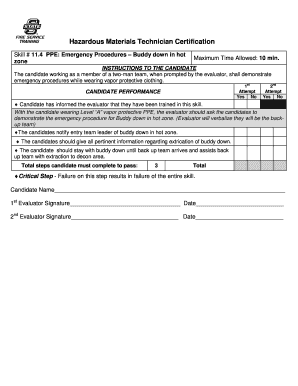 Hazardous Materials Technician Certification Form