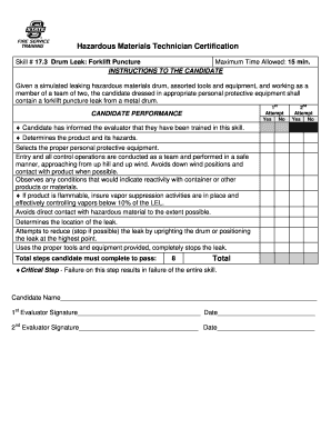 Hazardous Materials Technician Certification Form