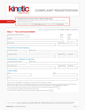 Kinetic Super Complaint Registration Form
