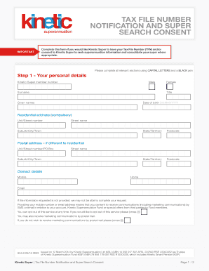 Tax File Number Notification and Super Search Consent