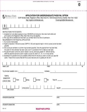 SUNY Buffalo State Pass/Fail Option Application