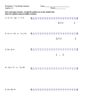 Algebra 1-2 Set Builder Notation Worksheet