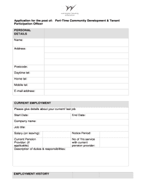 Part-Time Community Development Officer Job Application
