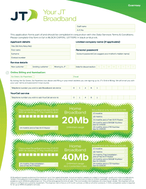JT Broadband Service Application Form