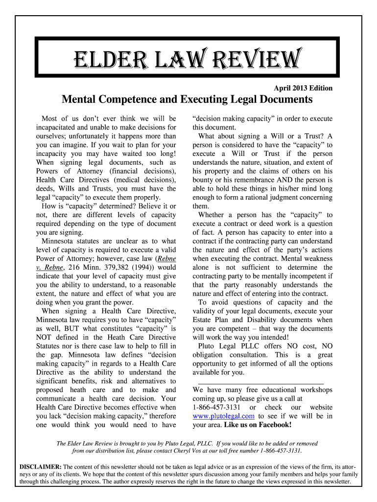 Fillable Online ELDER LAW REVIEW Fax Email Print - pdfFiller