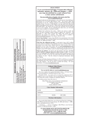 Kellogg's Frosted Mini-Wheats Class Action Settlement Claim Form