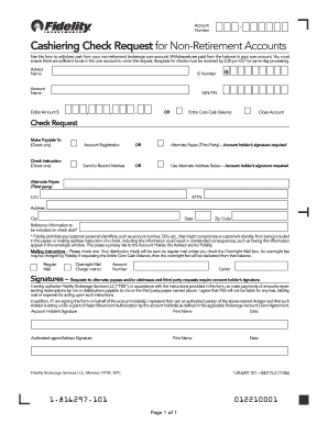 Cashiering Check Request for Non-Retirement Accounts