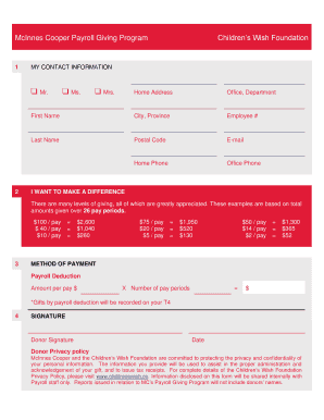 Children's Wish Foundation Donation Form