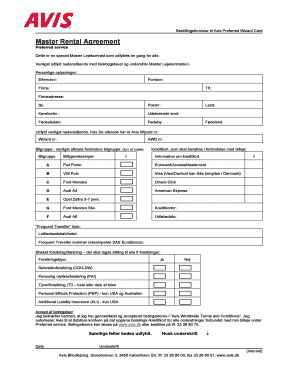 Avis Preferred Wizard Card Rental Agreement