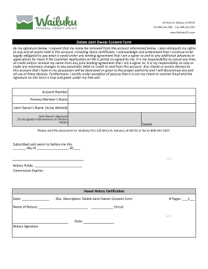 Delete Joint Owner Consent Form