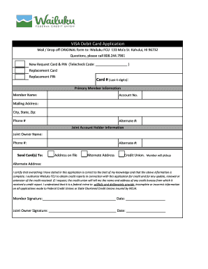 VISA Debit Card Application