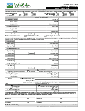 Account Change Card