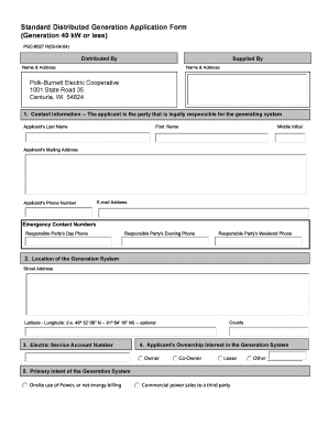 Standard Distributed Generation Application Form