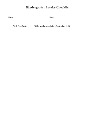Kindergarten Intake Checklist