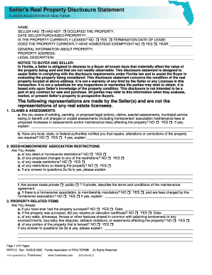 Florida Seller's Real Property Disclosure Statement