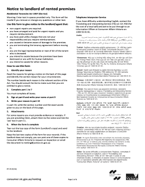 Notice to Landlord of Rented Premises