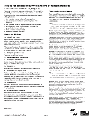 Notice for Breach of Duty to Landlord