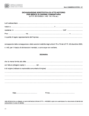 Dichiarazione Sostitutiva di Atto Notorio