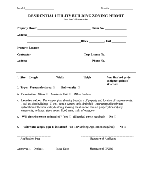 Residential Utility Building Zoning Permit