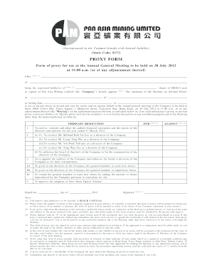 Proxy Form for Annual General Meeting