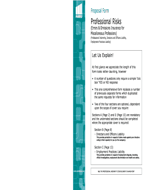 Professional Indemnity Insurance Proposal Form