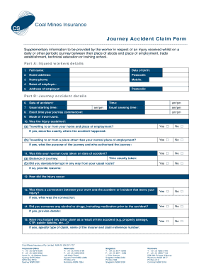 Journey Accident Claim Form