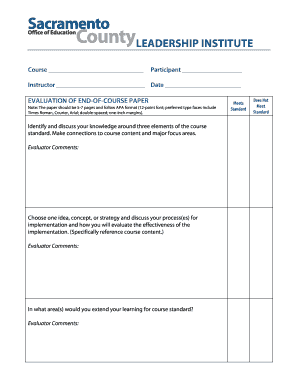 Leadership Institute Course Evaluation Form