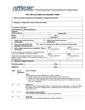 PDV Vehicle Banding Request Form