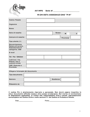 RICHIESTA ASSEGNAZIONE "PIN"