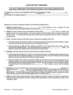 How to write an agreement letter for land - Land Contract Addendum - FINAL CLEAN Forms Comm 12-28-201 - toledobar