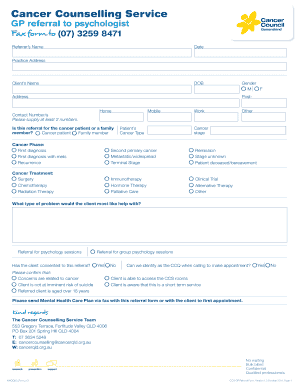 GP Referral Form for Cancer Counselling Service
