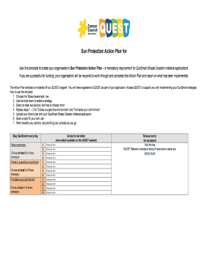 Sun Protection Action Plan Template