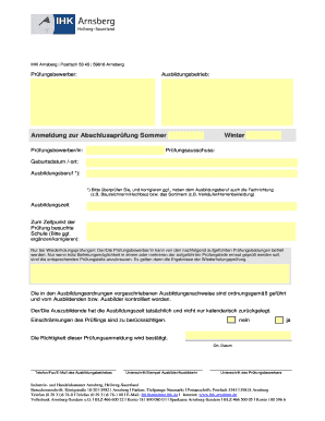 Anmeldung zur Abschlussprüfung