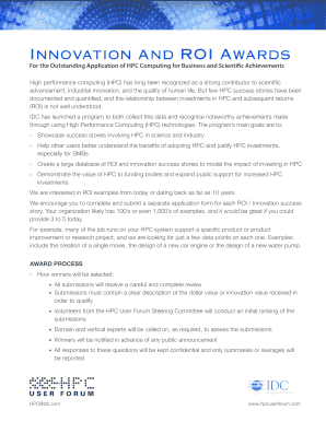 Innovation and ROI Awards Application Form