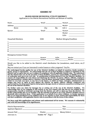 Block House Municipal Utility District Recreational Facilities Application and Release