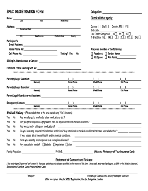 SPECTACULAR Camp Registration Form