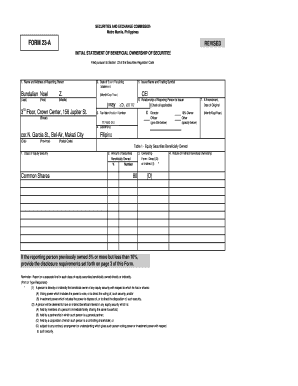 Philippines Form 23-A Beneficial Ownership