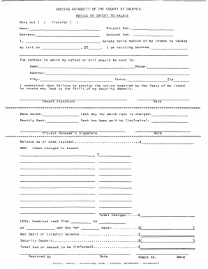 Notice of Intent to Vacate