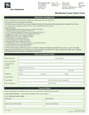 Worldwide Travel Claim Form